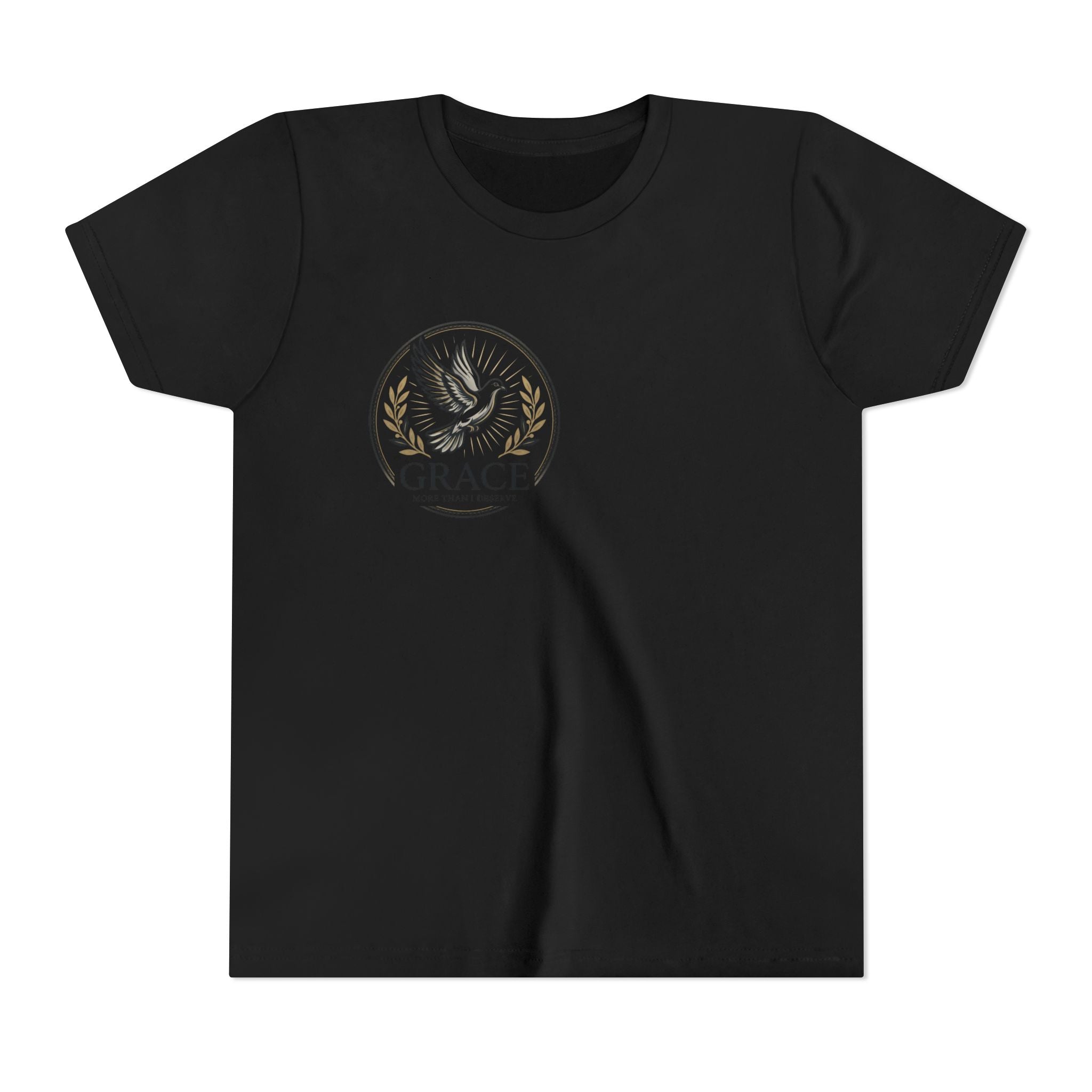 Grace Dove Emblem Youth Tee | Inspirational dove wreath design