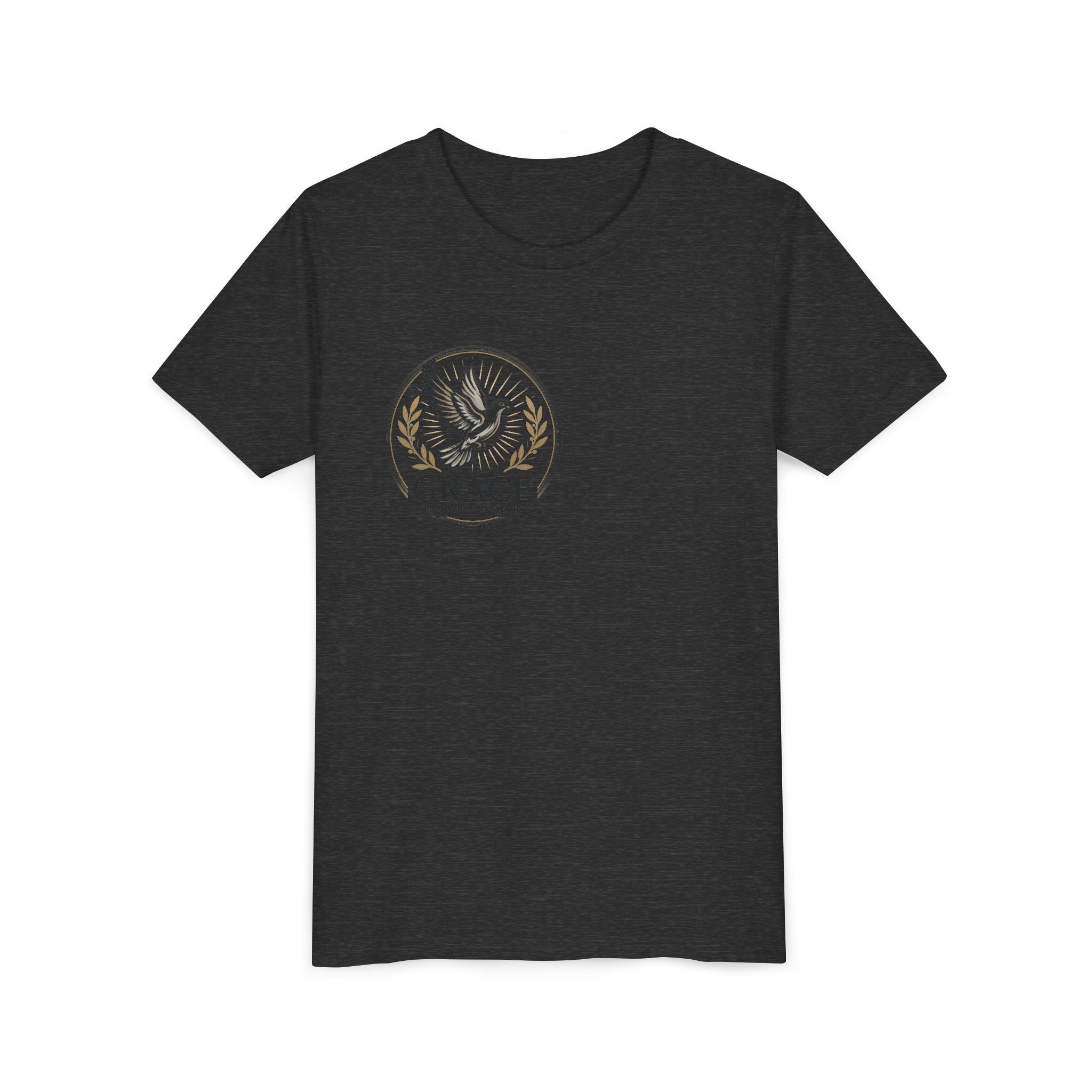 Grace Dove Emblem Youth Tee | Inspirational dove wreath design