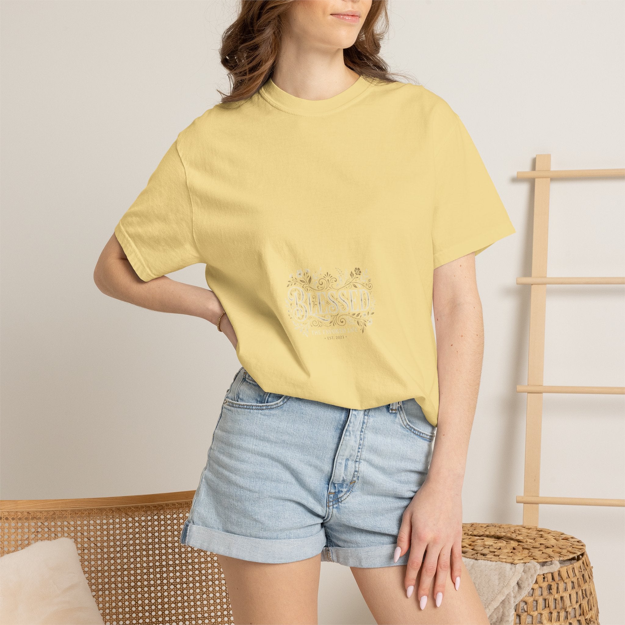 Blessed Floral Script T-shirt | Minimal Faith Typography