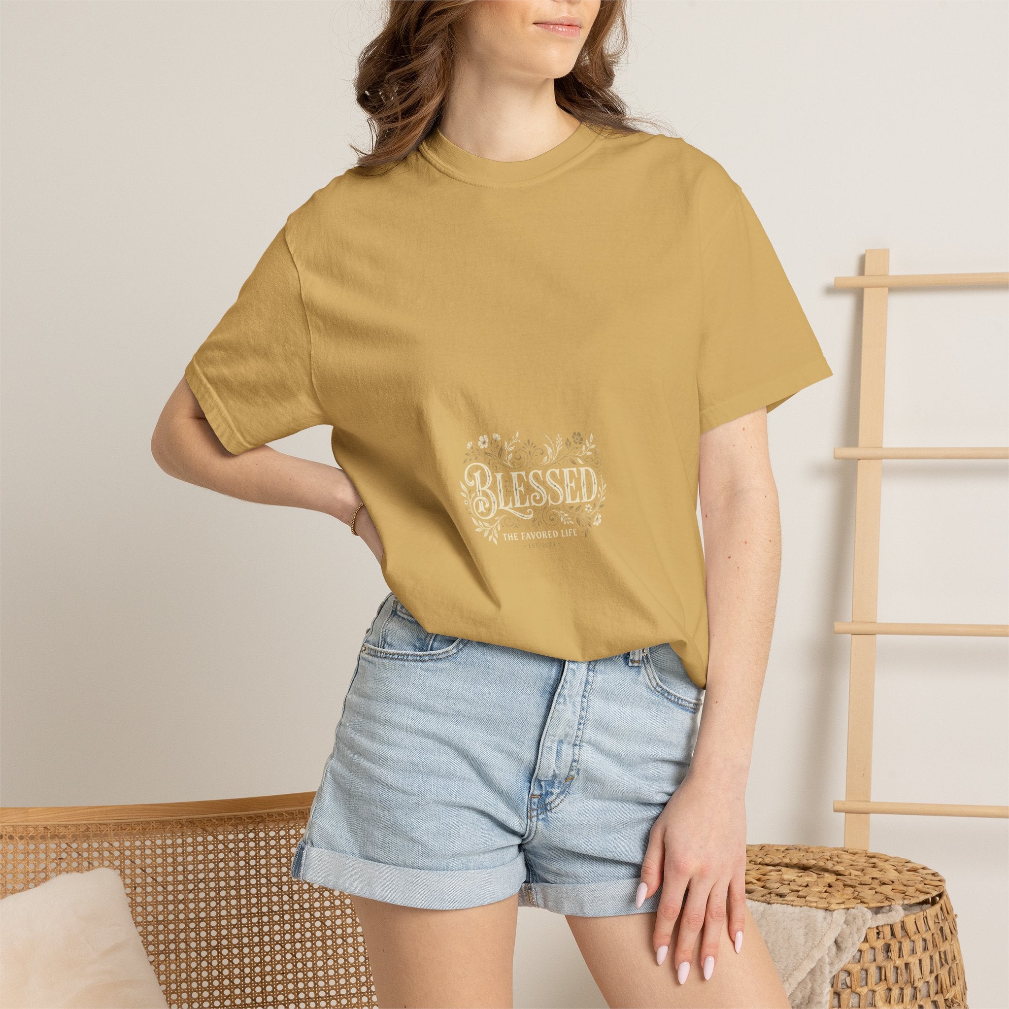 Blessed Floral Script T-shirt | Minimal Faith Typography