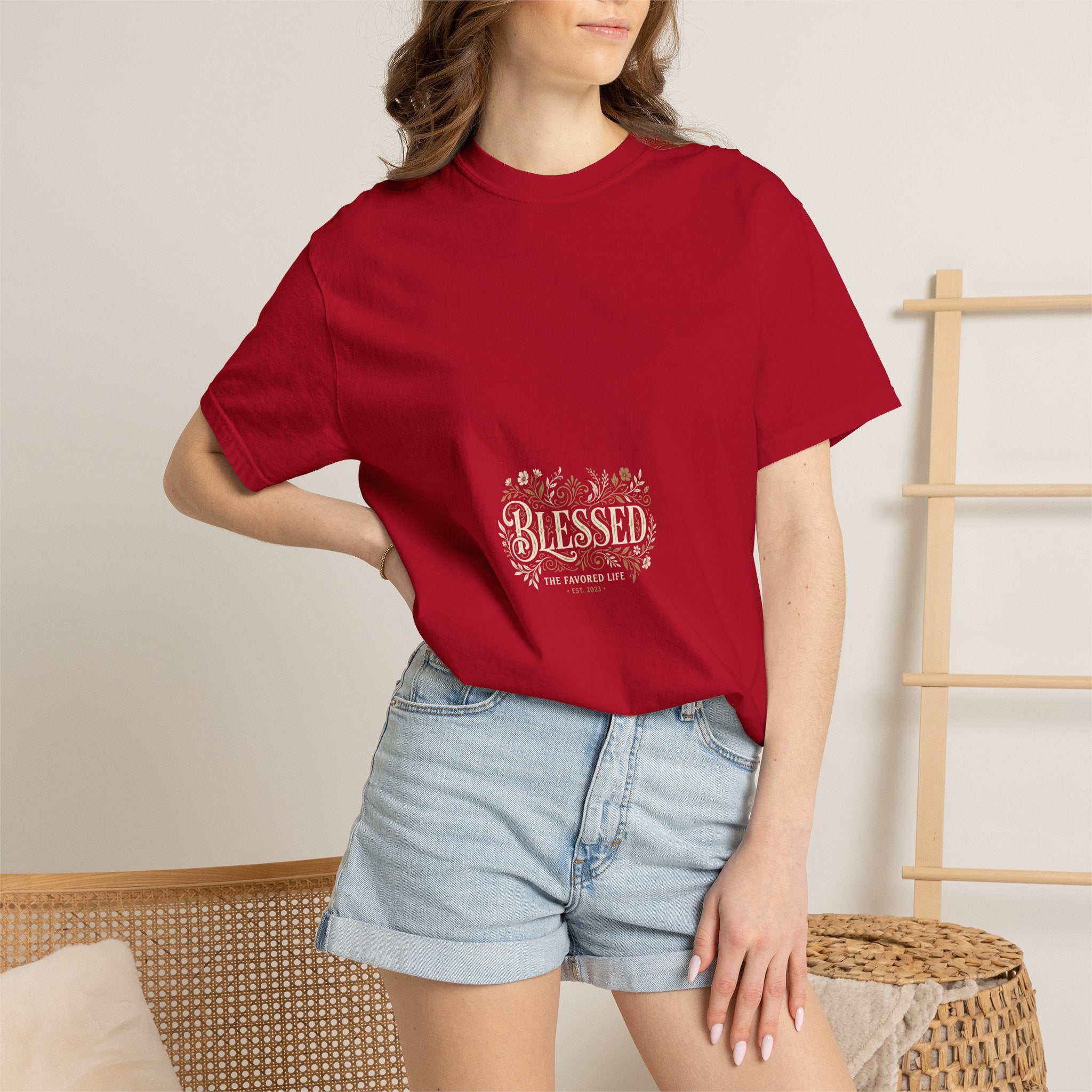 Blessed Floral Script T-shirt | Minimal Faith Typography