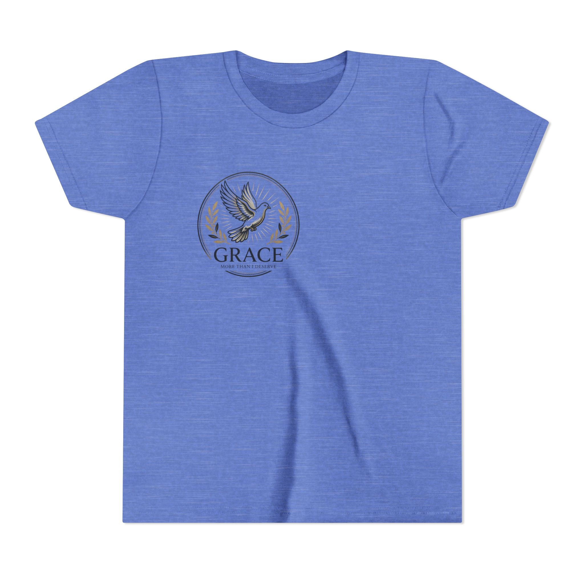 Grace Dove Emblem Youth Tee | Inspirational dove wreath design