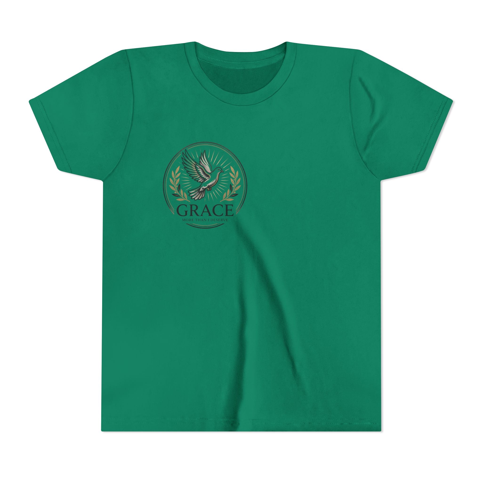 Grace Dove Emblem Youth Tee | Inspirational dove wreath design
