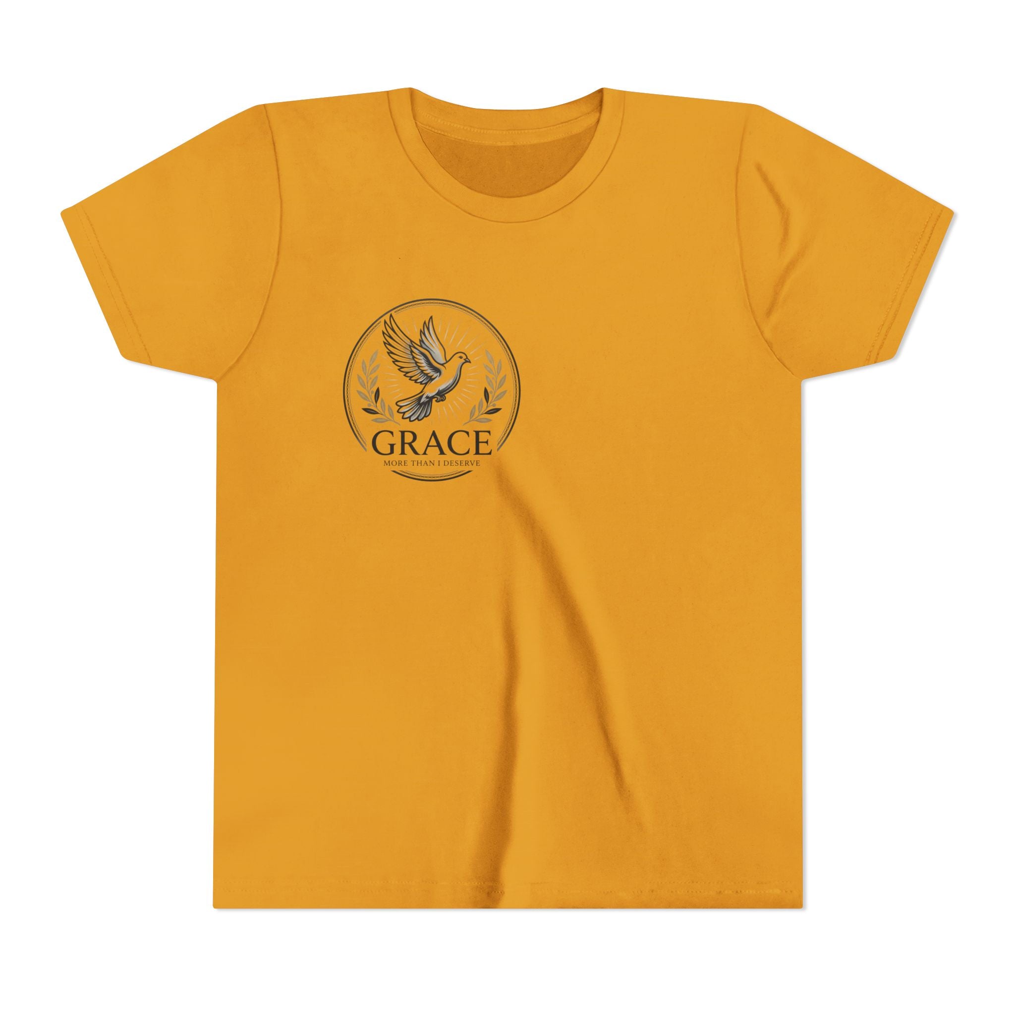 Grace Dove Emblem Youth Tee | Inspirational dove wreath design