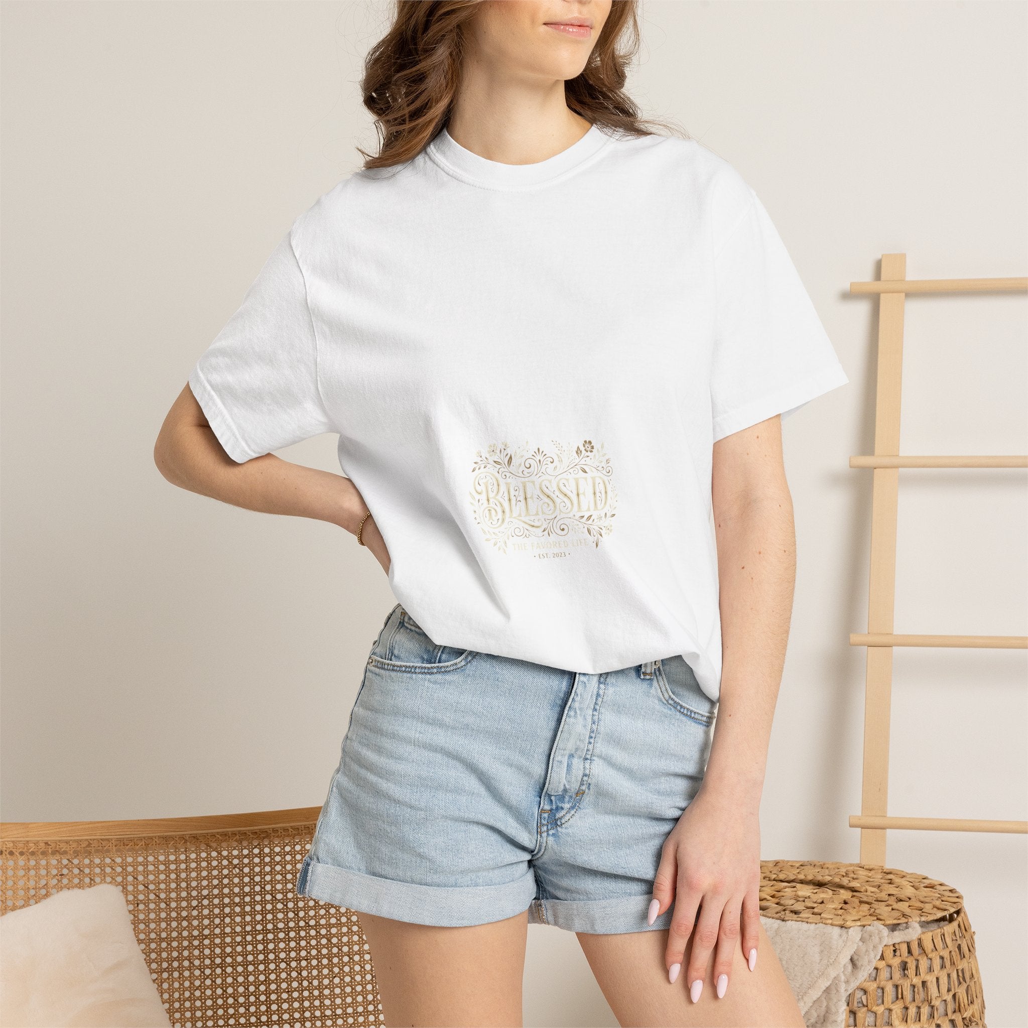 Blessed Floral Script T-shirt | Minimal Faith Typography