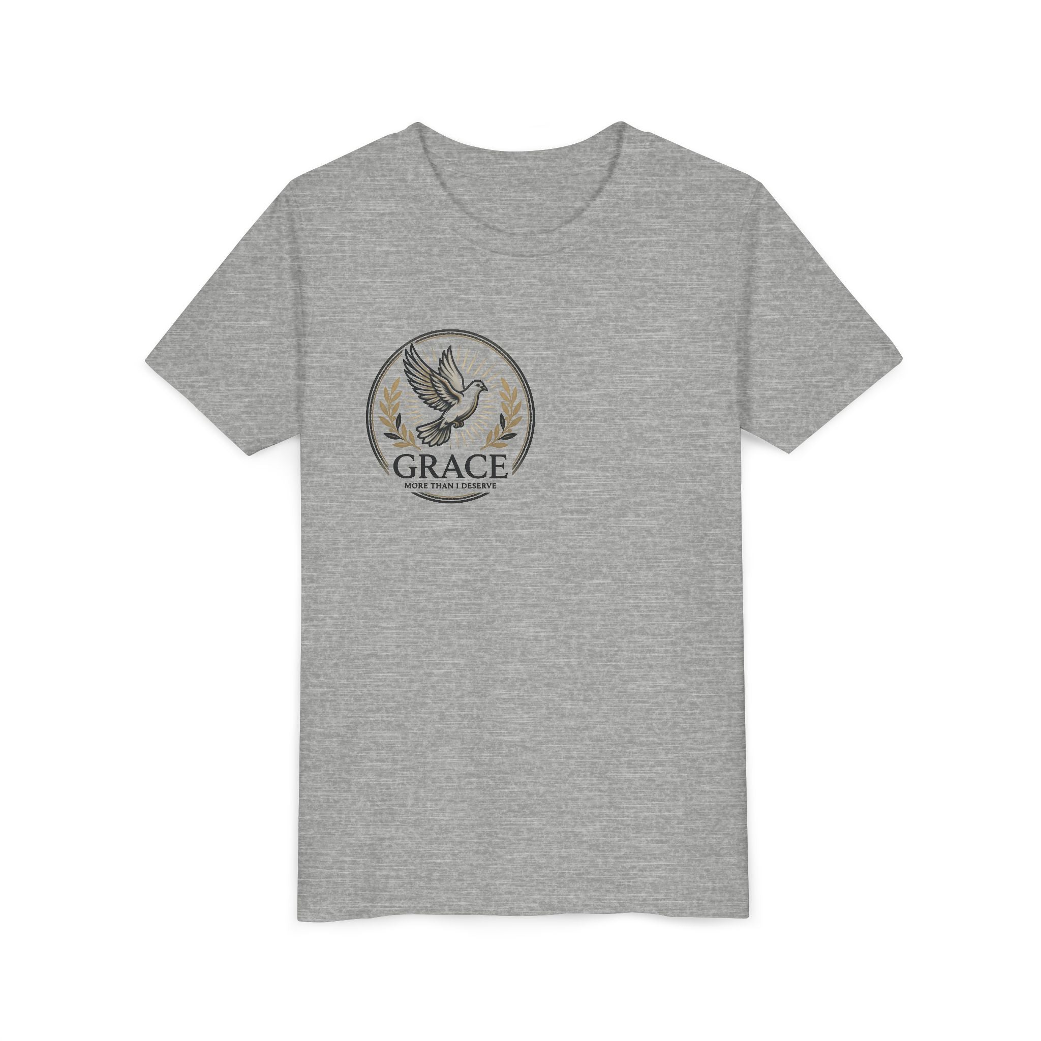 Grace Dove Emblem Youth Tee | Inspirational dove wreath design