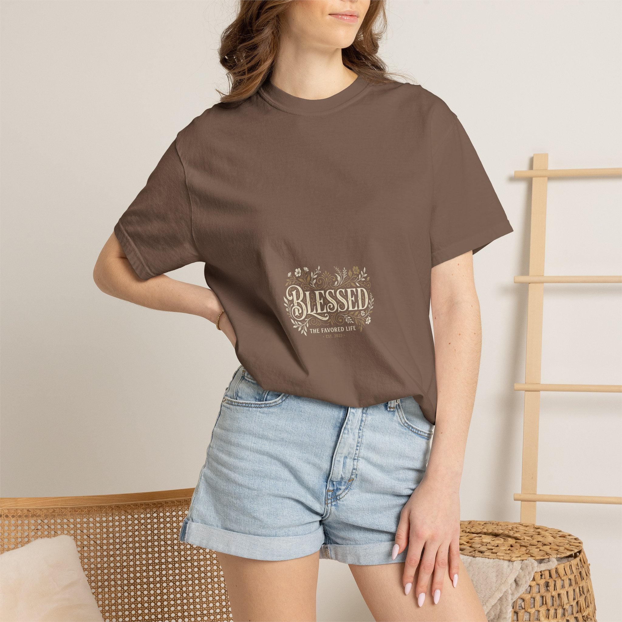 Blessed Floral Script T-shirt | Minimal Faith Typography