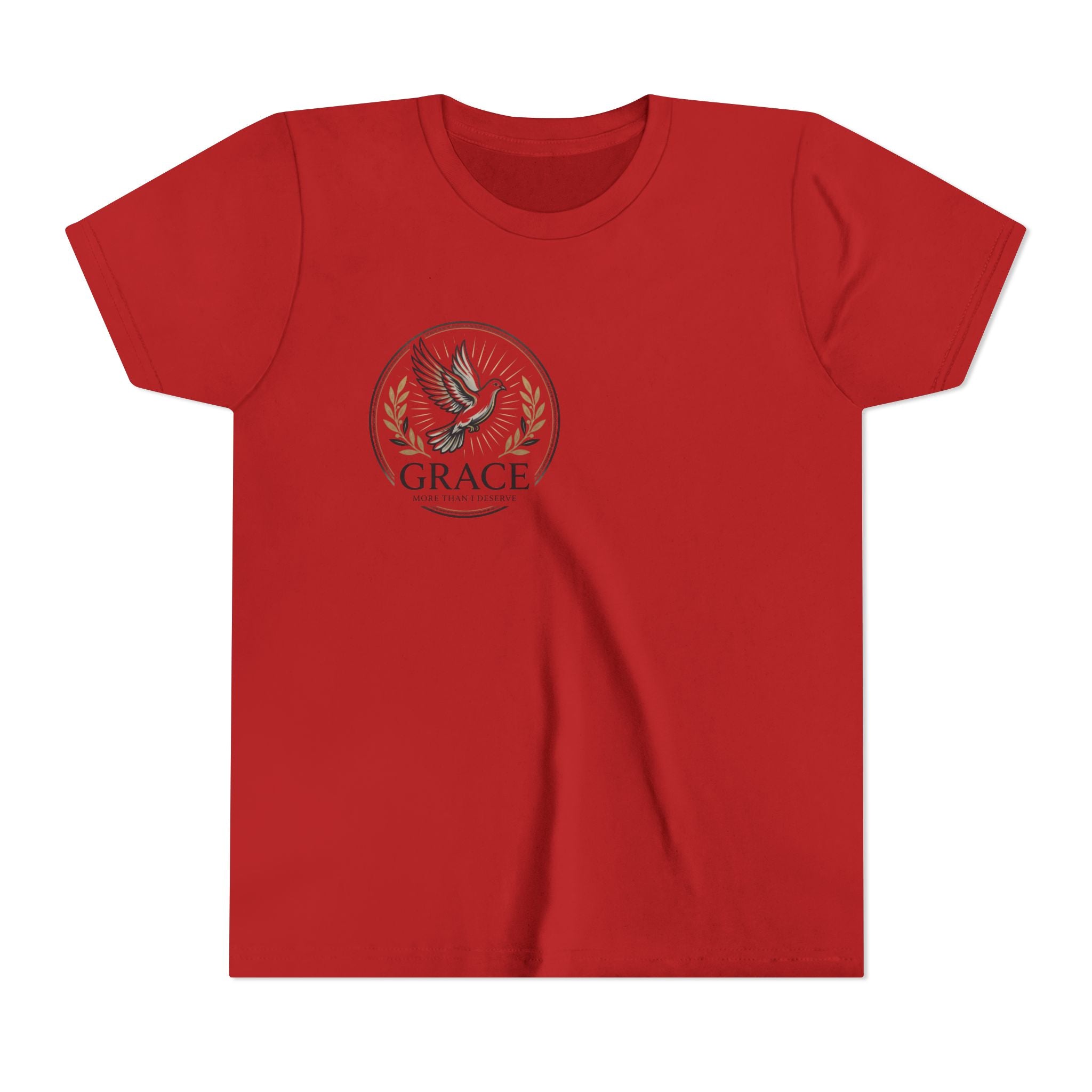 Grace Dove Emblem Youth Tee | Inspirational dove wreath design