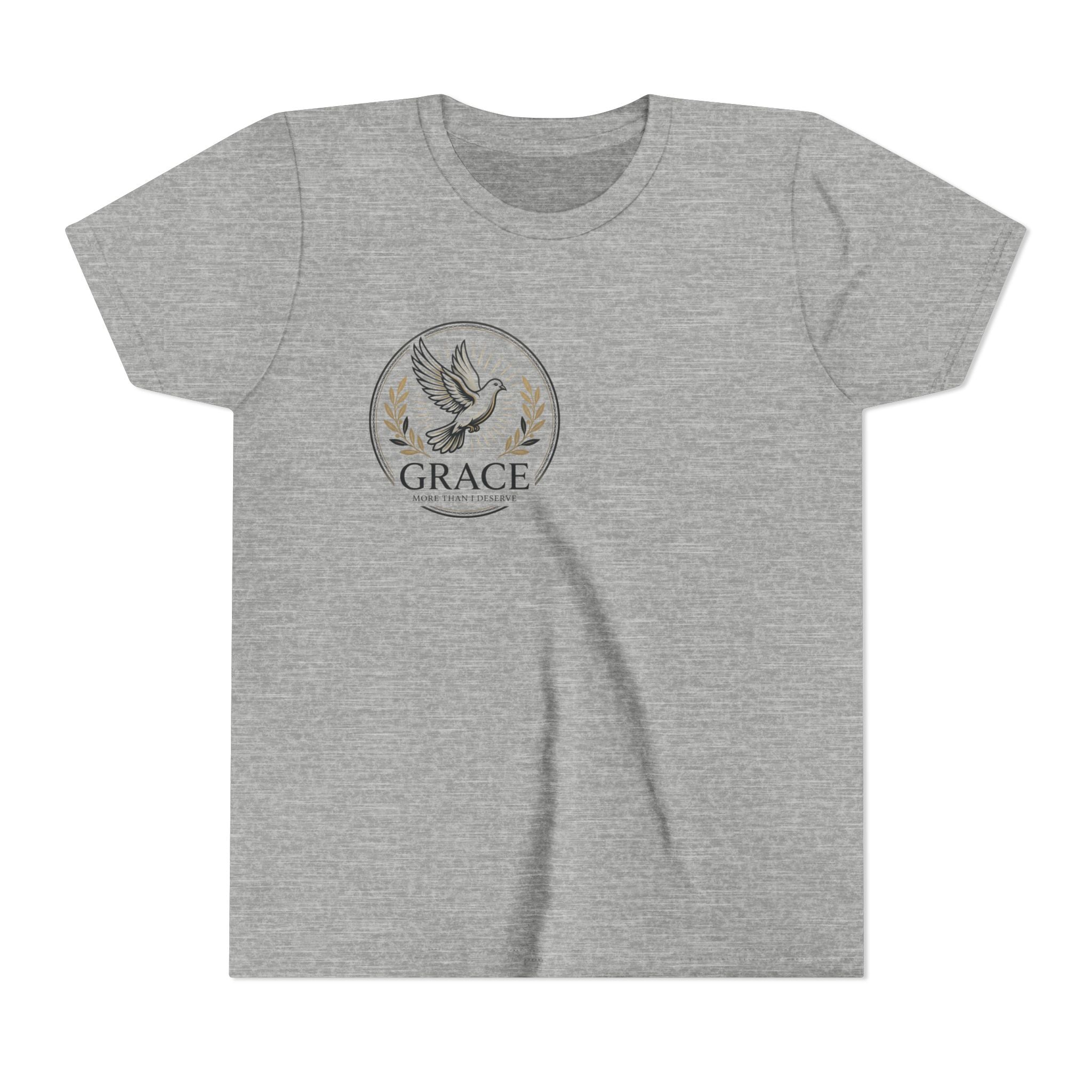 Grace Dove Emblem Youth Tee | Inspirational dove wreath design