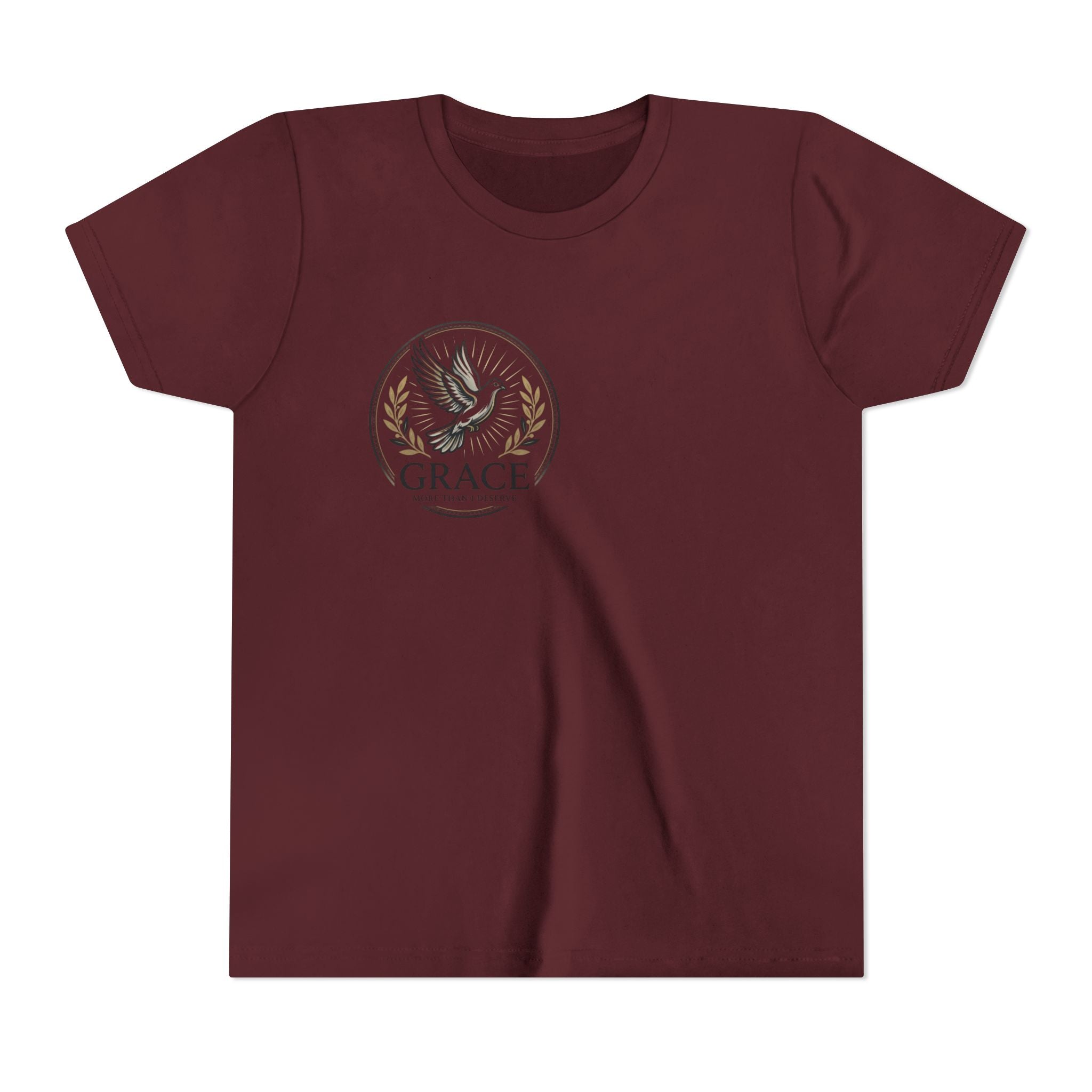Grace Dove Emblem Youth Tee | Inspirational dove wreath design