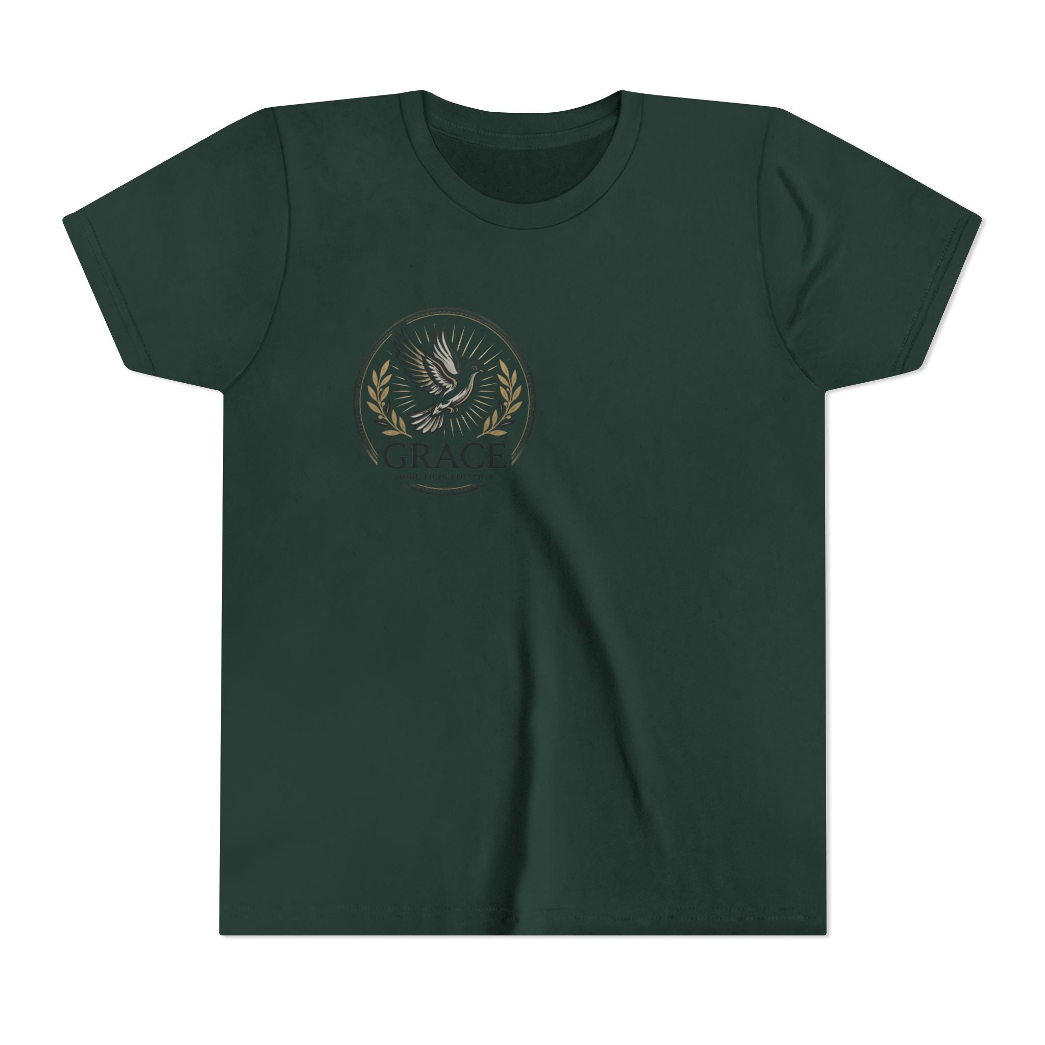 Grace Dove Emblem Youth Tee | Inspirational dove wreath design
