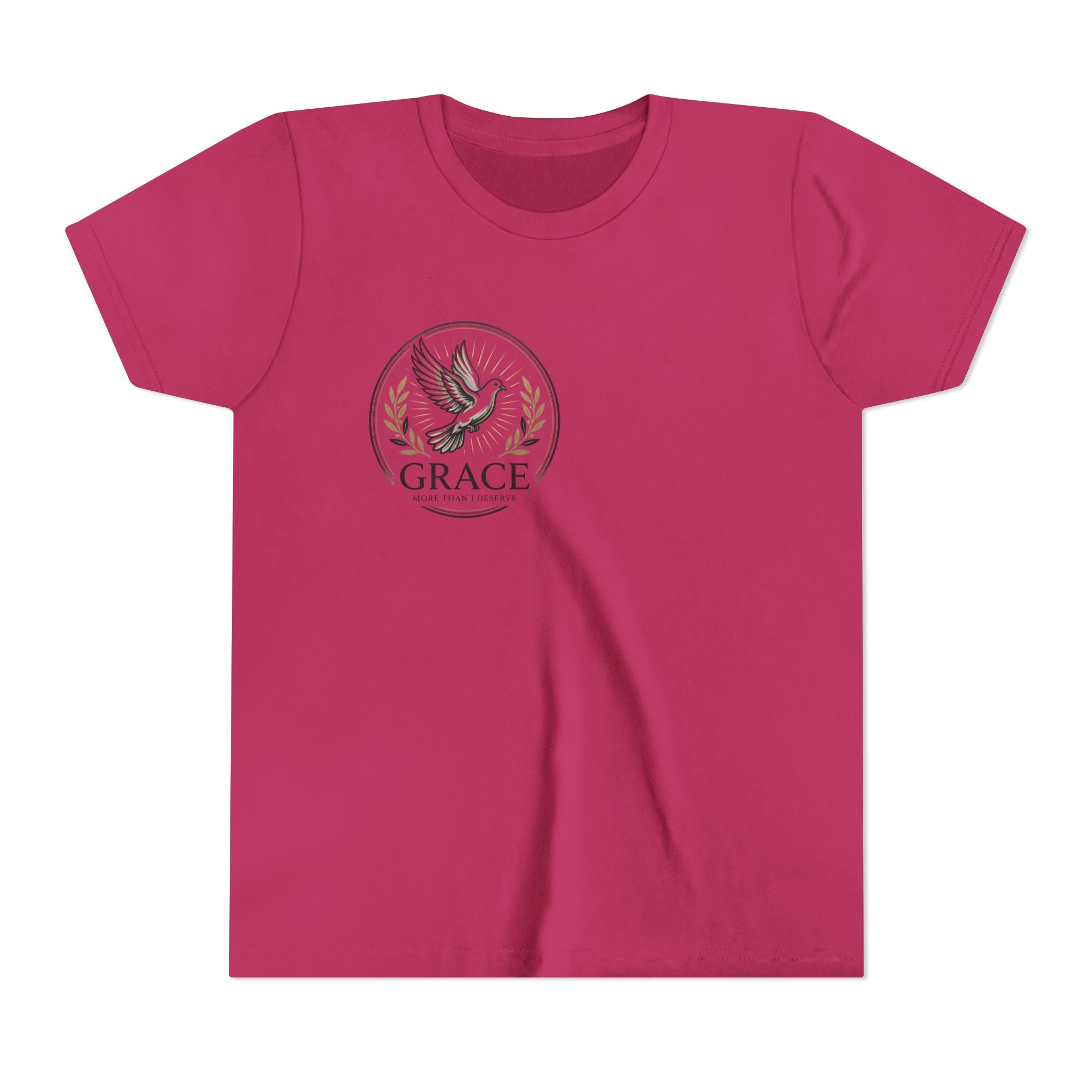 Grace Dove Emblem Youth Tee | Inspirational dove wreath design