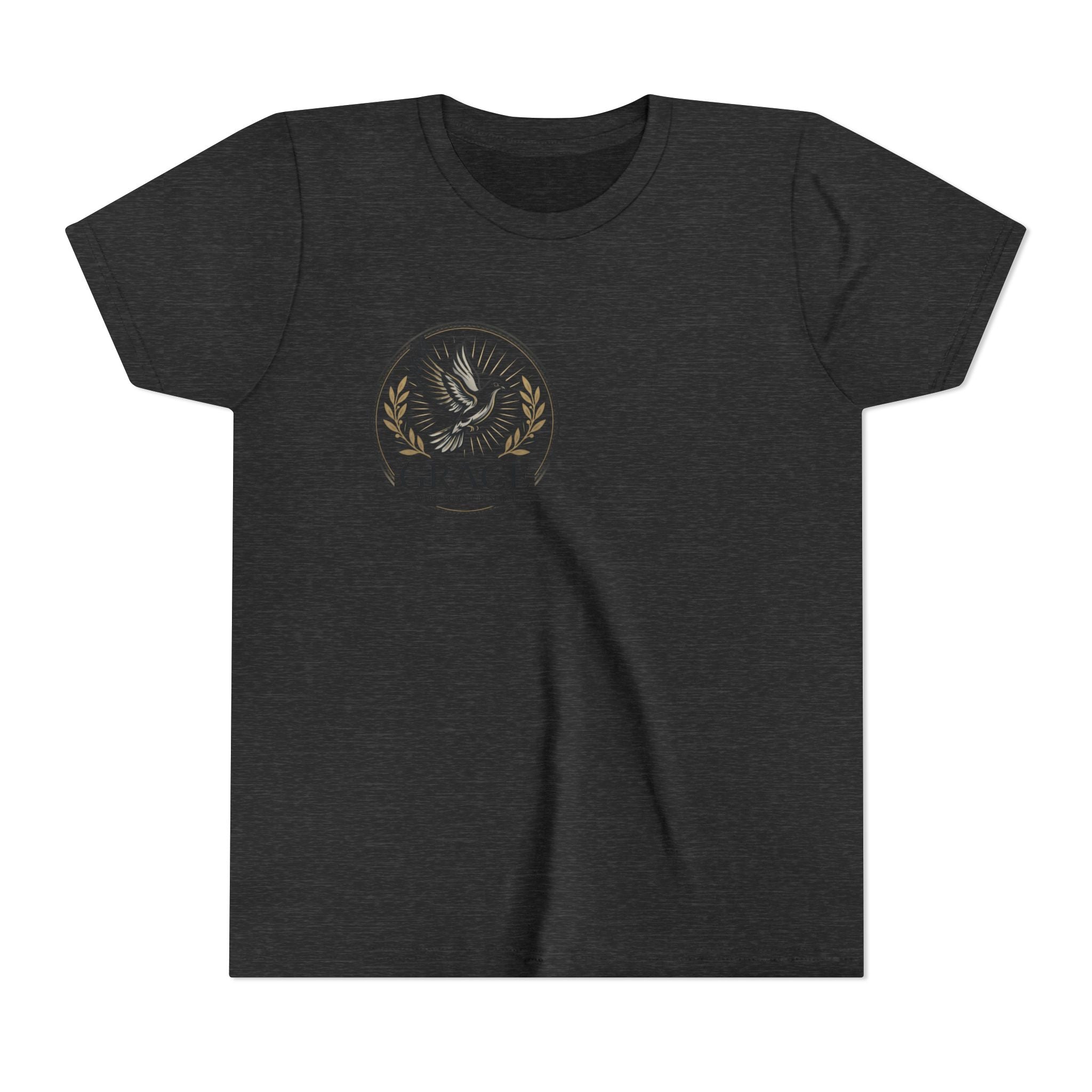 Grace Dove Emblem Youth Tee | Inspirational dove wreath design