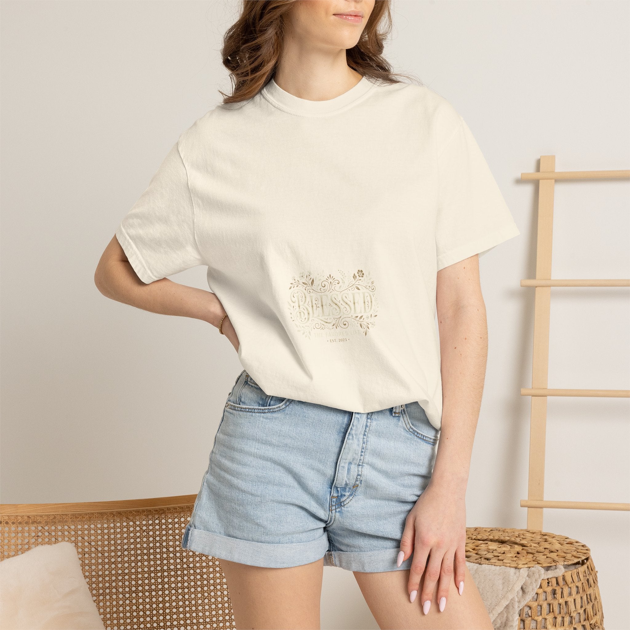 Blessed Floral Script T-shirt | Minimal Faith Typography