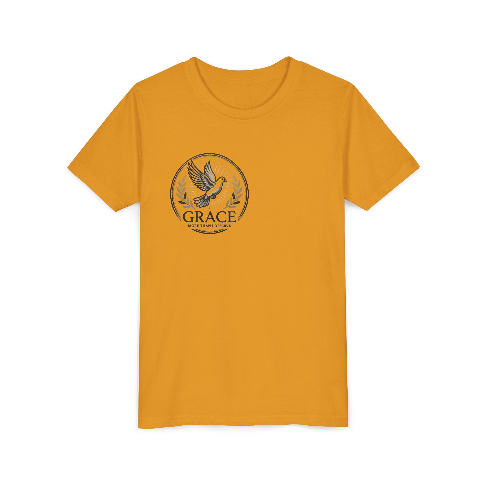 Grace Dove Emblem Youth Tee | Inspirational dove wreath design