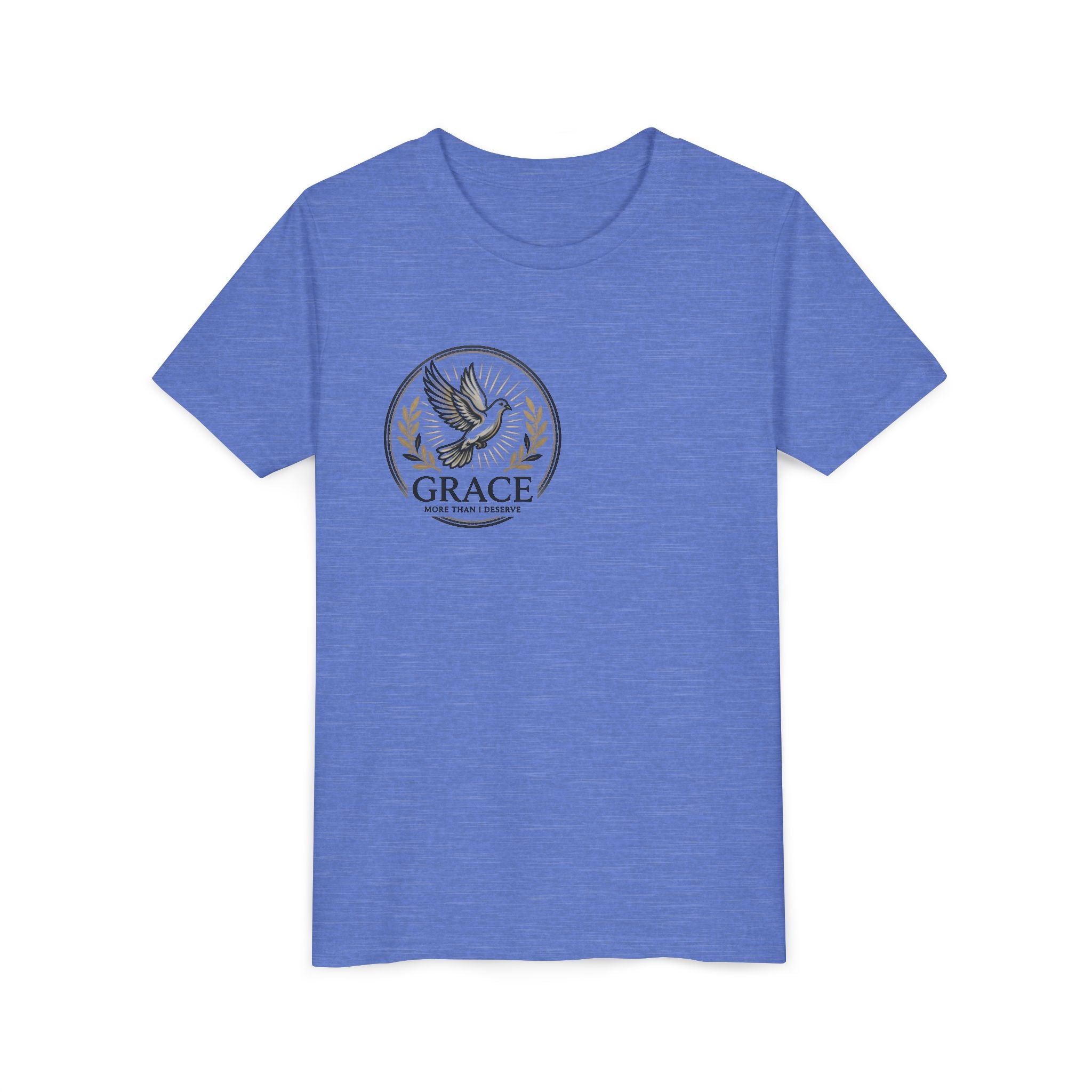 Grace Dove Emblem Youth Tee | Inspirational dove wreath design