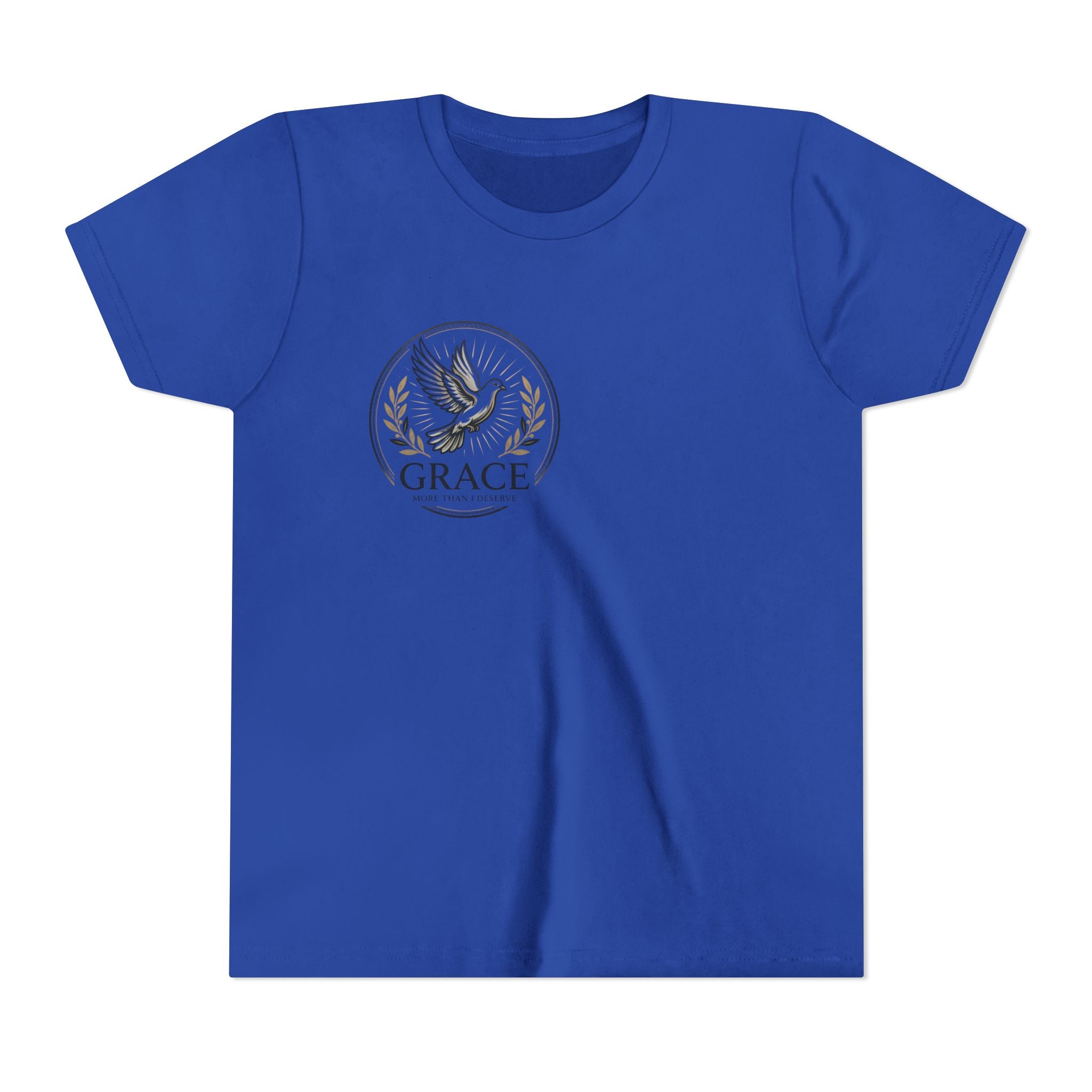 Grace Dove Emblem Youth Tee | Inspirational dove wreath design